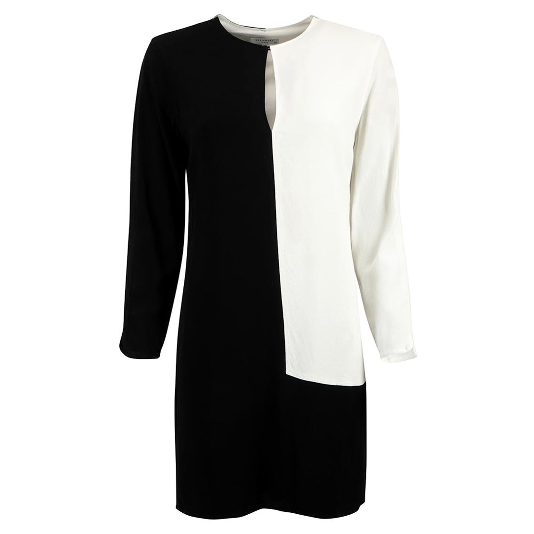 Equipment Femme Black Colour Block Panelling Long Sleeve Mini Dress Size S