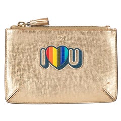 Anya Hindmarch Women's Gold Leather 'I Heart U' Pouch