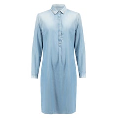 Fabiana Filippi Blue Monili Embellished Collar Shirt Dress Size L
