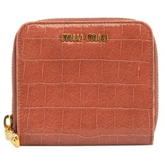 Miu Miu Women's Pink Patent Leather Crocodile Embossed Wallet