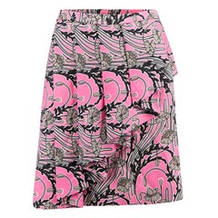 Christopher Kane Pink Pleated Detail Floral Print Skirt Size M
