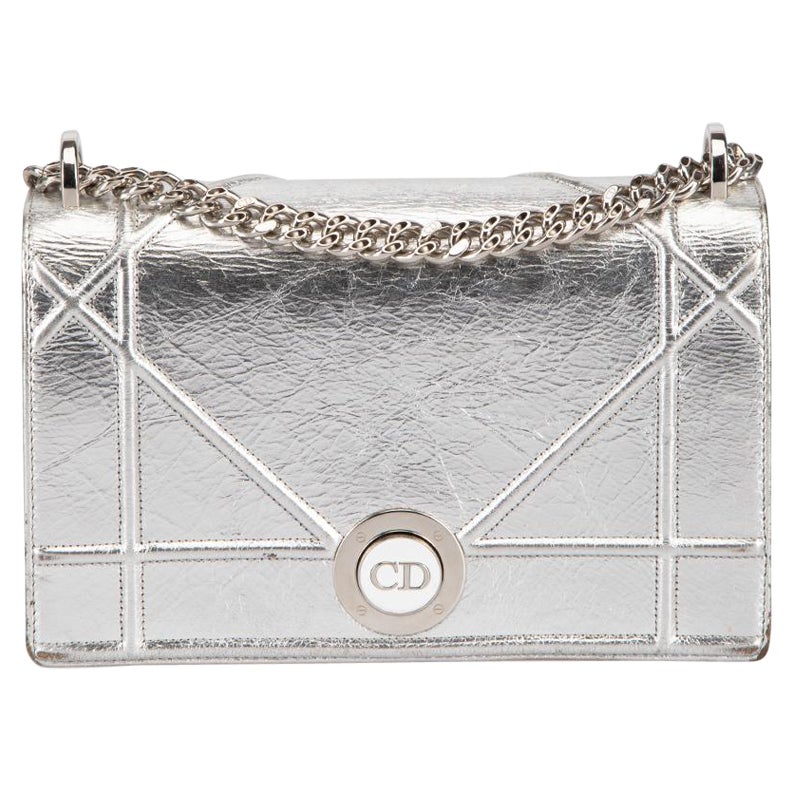 Dior Women's S/S 2016 Silver Leather Diorama Small Crossbody Bag