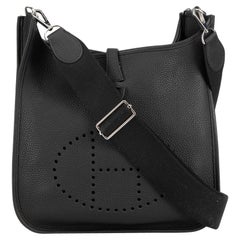 Hermès Women's Noir Leather Palladium Evelyne III PM Veau Togo Crossbody Bag