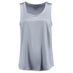 Top senza maniche in seta blu taglia M
