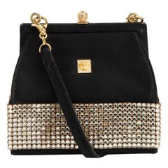 Used Versace Women's Gianni Versace Couture Black Satin Embellished Crossbody Bag