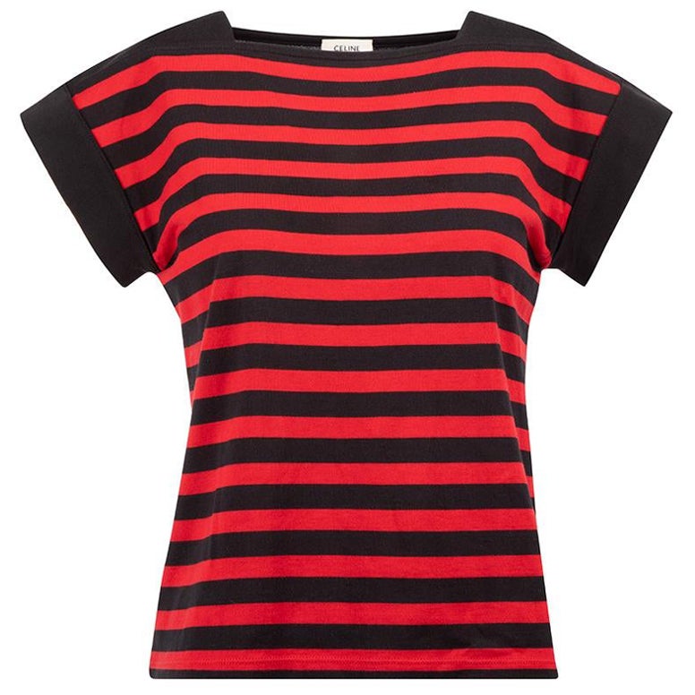 Red & Black Awning Striped Top Size S