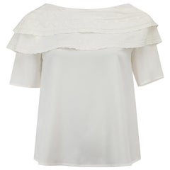 Claudie Pierlot White Top in pizzo con dettaglio a fiocco taglia S.S.