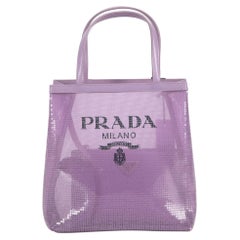 Prada Women's Lilac Logo Sequinned Mini Tote & Pouch