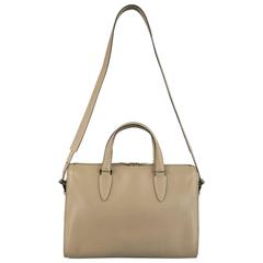 VALEXTRA Taupe Pebbled Leather Top Handles Cross Body Bag