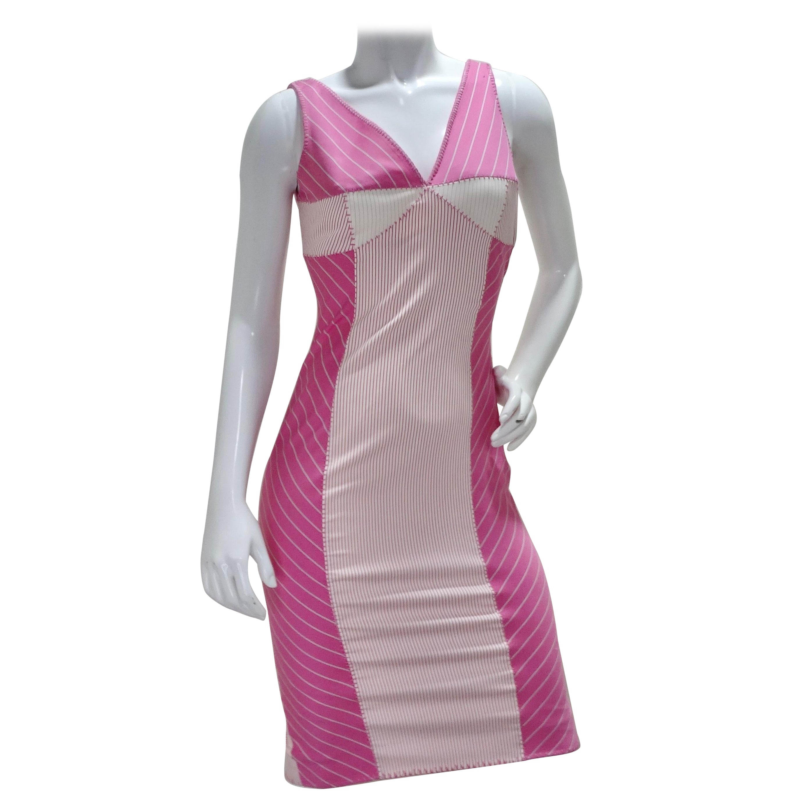 John Galliano era Christian Dior Pink Striped Dress For Sale