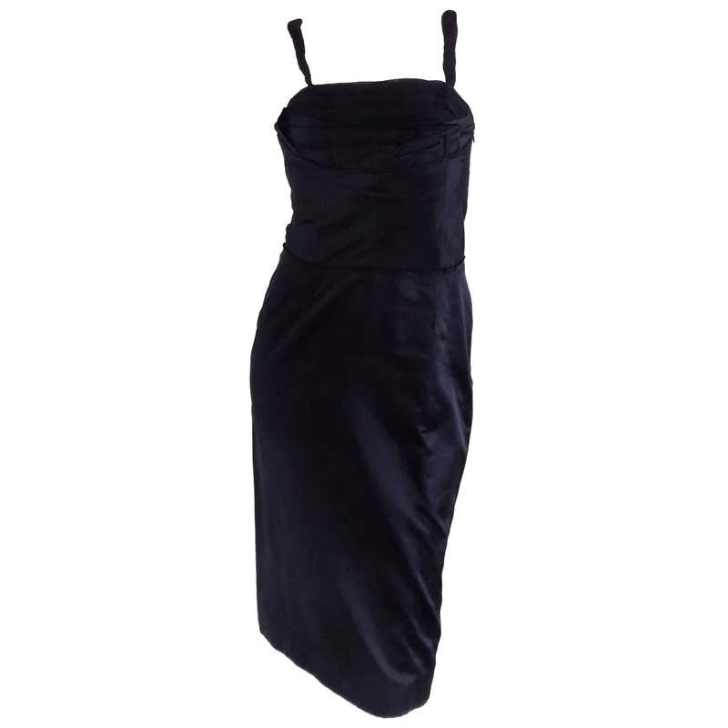 1980s Prom Night Blacke Dress Embellished Pois on Skirt For Sale at 1stDibs