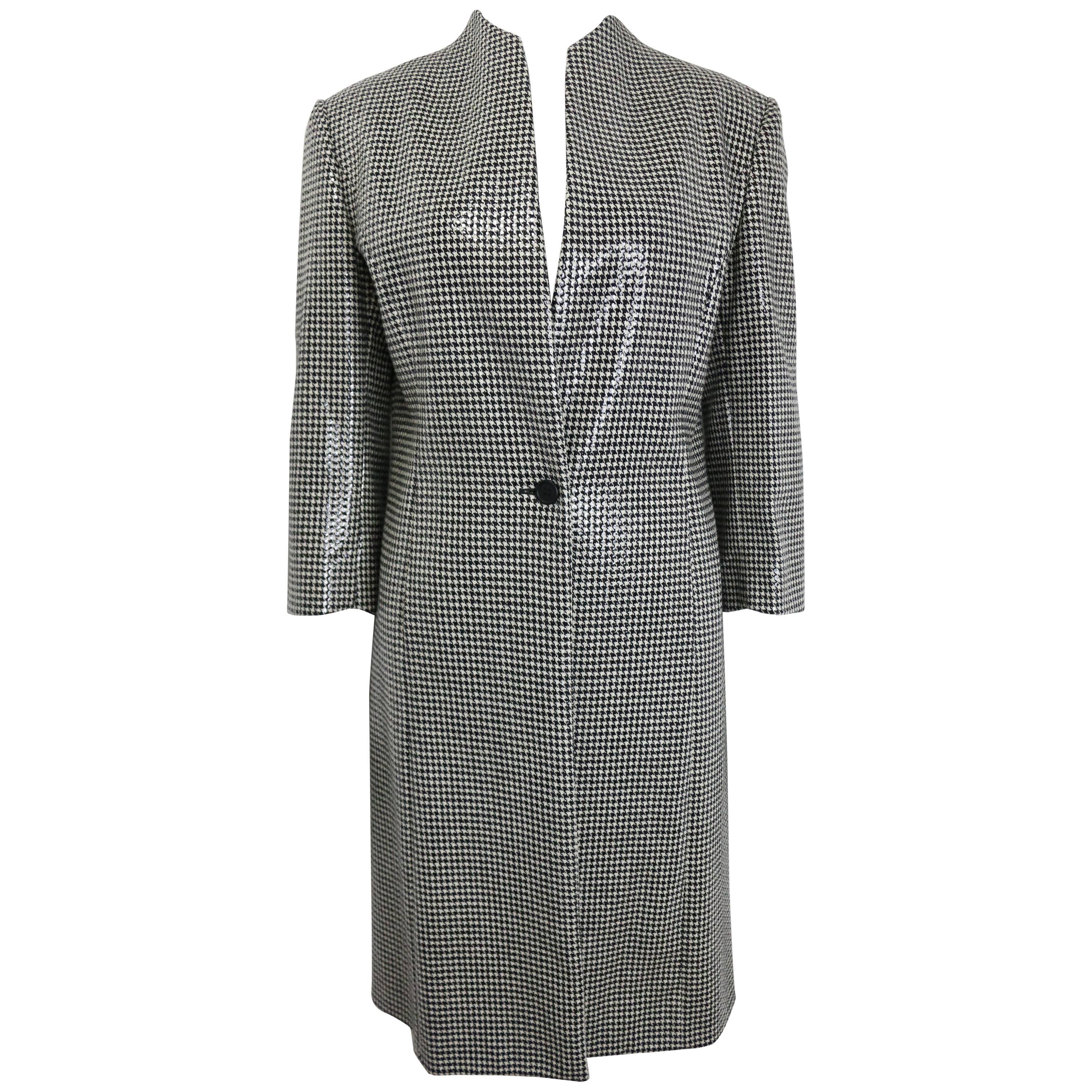 Anteprima Black and White Houndstooch Wool Long Coat  For Sale