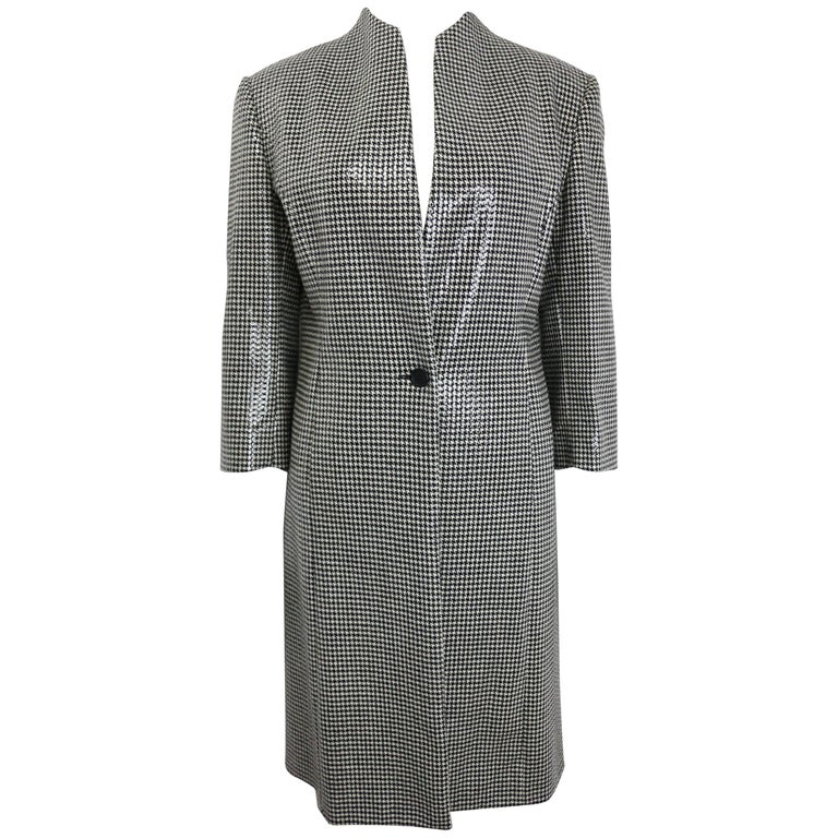Anteprima Black and White Houndstooch Wool Long Coat For Sale at ...