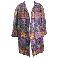 Christian Lacroix Embroidered Multicoloured Floral Prints Clutch Coat 