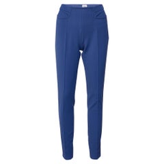 Hermes Blue Stretch Cotton Tapered Leg Trousers S