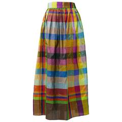 1980s Plaid Silk Pleateds Skirt