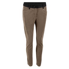 Pantaloni in velluto a coste marrone con cintura a contrasto taglia S