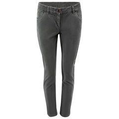 Pantalon skinny en velours côtelé gris Brunello Cucinelli, Taille M