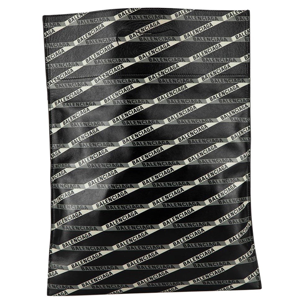 Balenciaga Women's Black Leather Logo Print Tote Bag