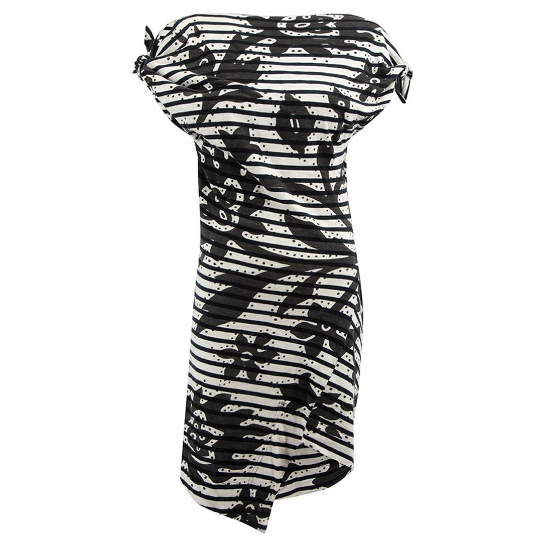 Vivienne Westwood Anglomania Navy & White Cotton Stripes Print Dress Size XS For Sale