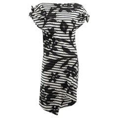 Vivienne Westwood Anglomania Navy & White Cotton Stripes Print Dress Size XS