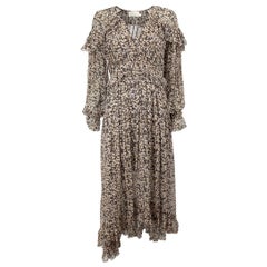 Zimmermann, abito midi in seta stampata marrone, taglia M.