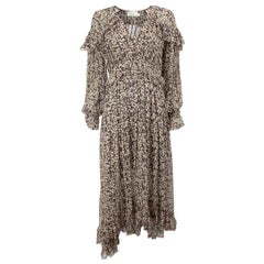 Zimmermann Brown Silk Printed Midi Dress Size M.