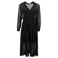 Zimmermann Black Silk Sheer Smock Detail Dress Size S