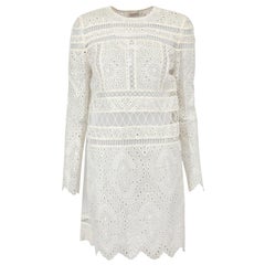 Zimmermann - Robe en soie blanche Broderie Anglaise longueur genou, taille M