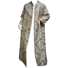 Opulent Gold Brocade Maxi Opera Coat c 1960 