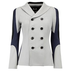 Junya Watanabe Comme des Garcons Grey Mesh Panelled Suit Blazer Jacket Size S