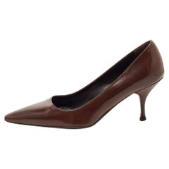 Prada Brown Leather Pointed Toe Pumps Size 37