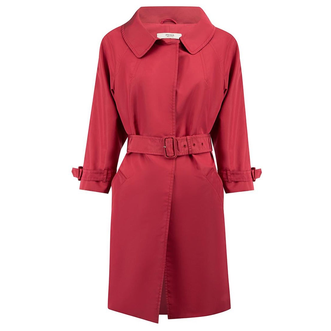 Red Belted Mid Length Coat Size L