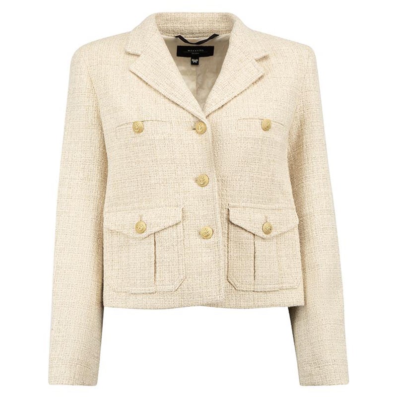 Weekend MaxMara Beige Tweed Jacket Size S