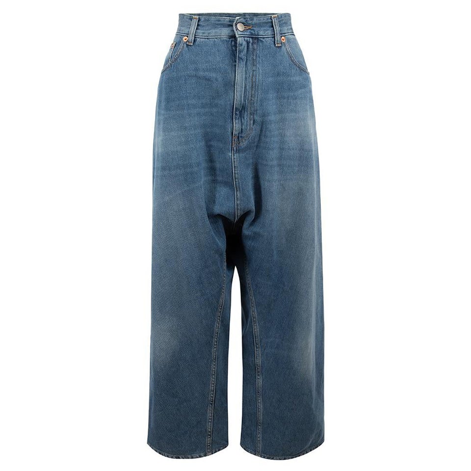 MM6 Maison Margiela Blue Denim Drop Crotch Loose Fit Jeans Size S