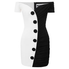 BALMAIN WHITE and BLACK VISCOSE MINI DRESS FR 36 - 4