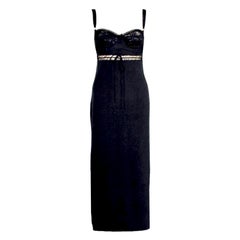 UNWORN Dolce & Gabbana 1997 Black Corset Drawstring Midi Dress Gown 42