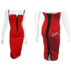 D&G Dolce and Gabbana Radio Corset Lace Up Bustier Cocktail Top Corset Dress
