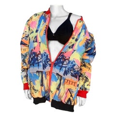 Jean-Michel Basquiat Colorful Print Puffer Jacket Size XL Fits All Unisex 