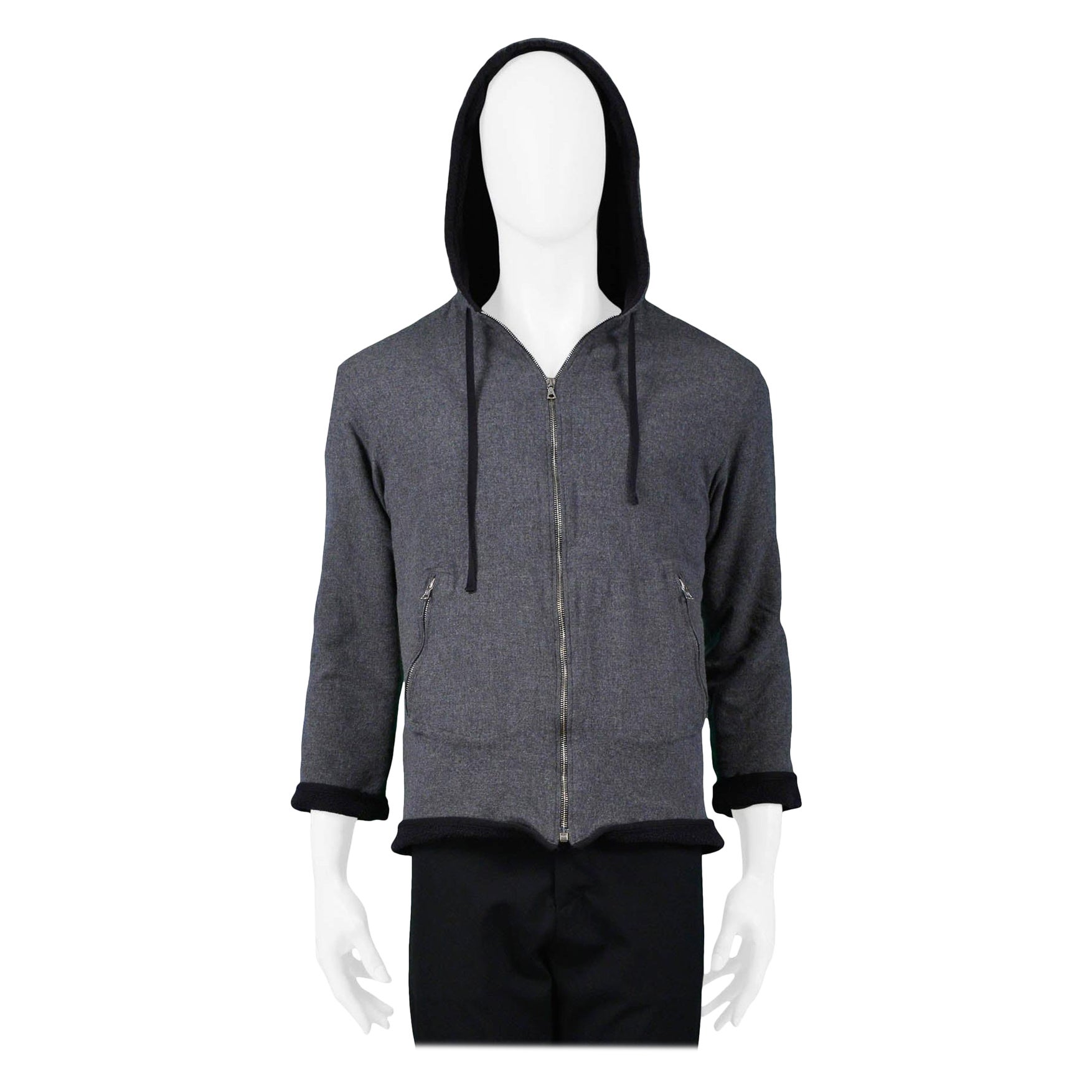 Miu Miu Grey Fleece Hooded Sweat Jacket  For Sale