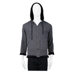 Miu Graue Fleece-Pulloverjacke mit Kapuze