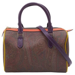 Etro Mehrfarbige Bowler-Tasche aus beschichtetem Segeltuch und Leder mit Paisley-Druck