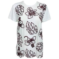 Prada white cotton embroidered Hawaii T shirt NWT XL