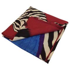 Hermes Silk/Cashmere Zebra Pegasus Shawl Scarf