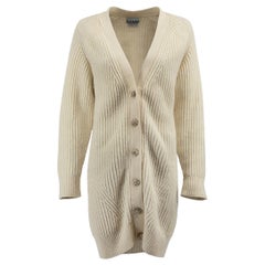 Ganni Creme Wolle Kristall Knopf Strickjacke Größe S