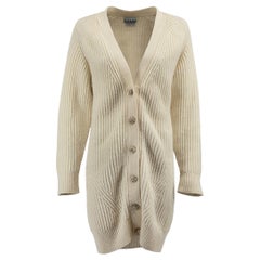 Ganni Cream Wool Crystal Button Cardigan Size S