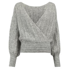 Maglia grigia a maglia larga taglia XS
