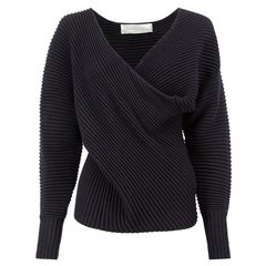 Maglia a coste in lana navy con scollo a V taglia XS