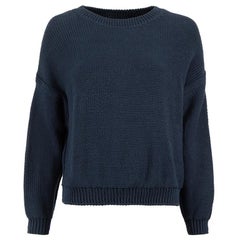 Vince Marineblauer gestrickter Pullover mit Rundhalsausschnitt Größe L