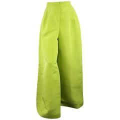 OSCAR DE LA RENTA Size 8 Light Green Silk Dramatic Wide Leg Dress Pants